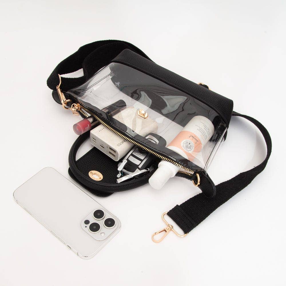 Stella Clear Mini Satchel/Crossbody Bag: Black