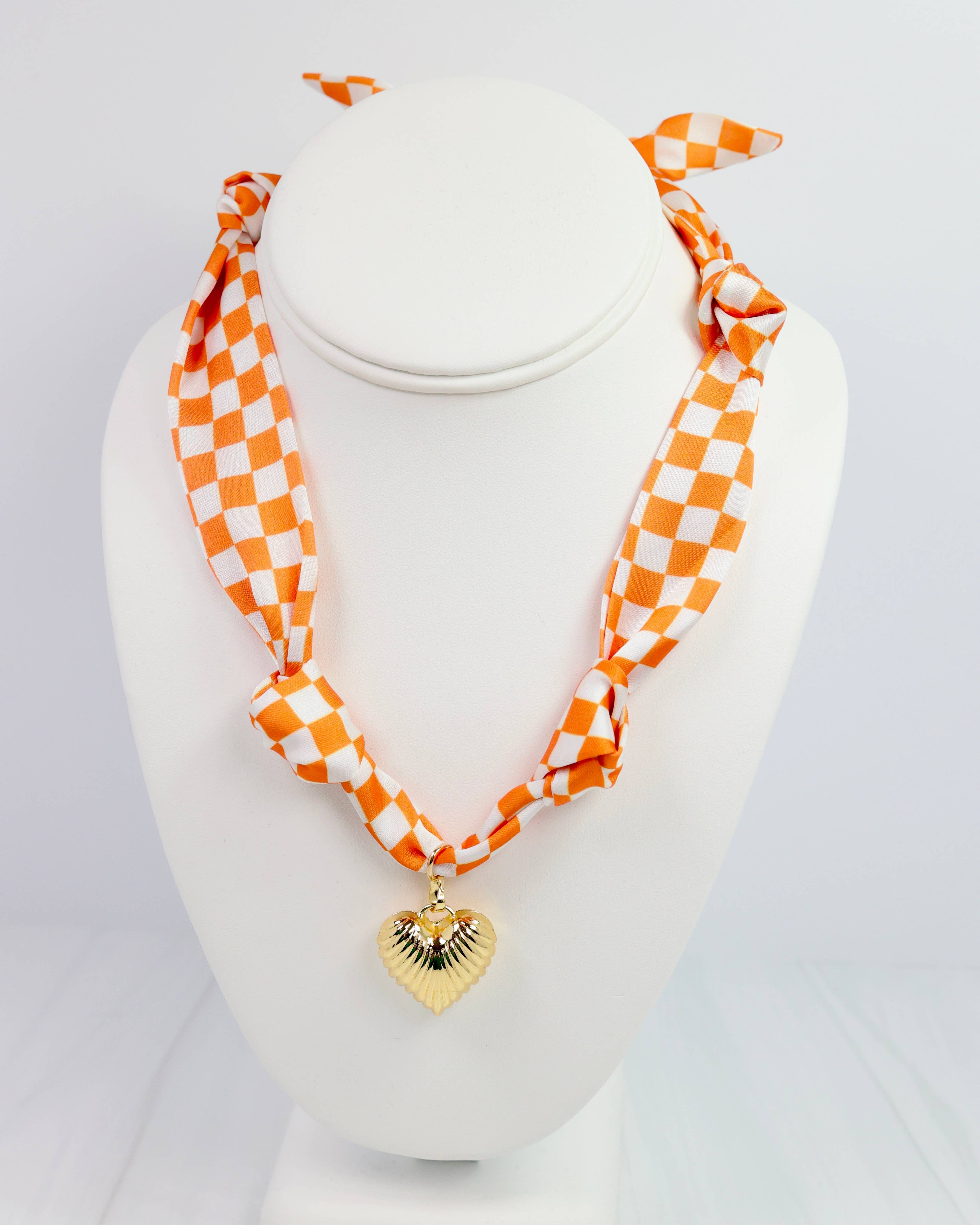 Serafina Scarf Charm Necklace Orange Check: Default