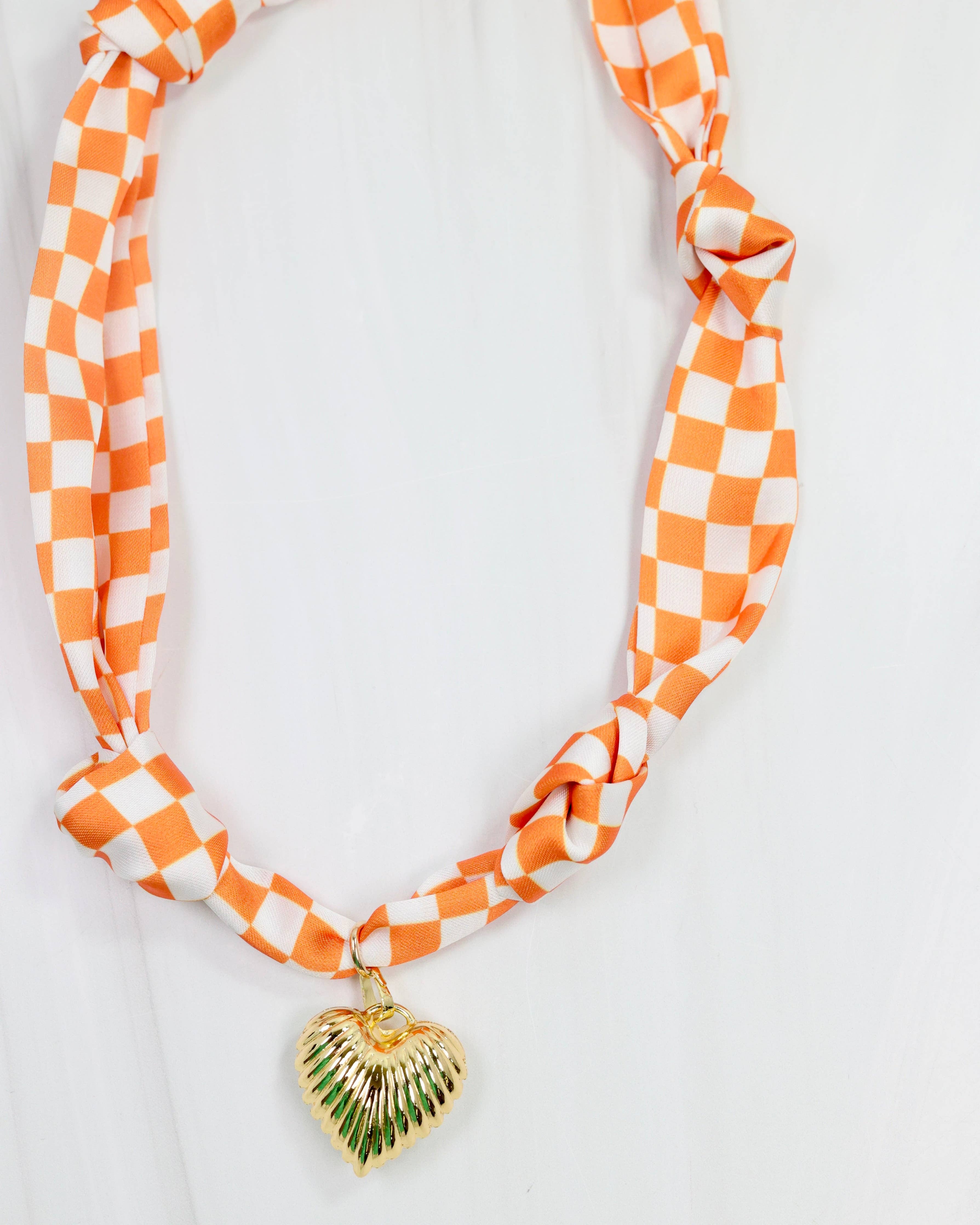 Serafina Scarf Charm Necklace Orange Check: Default