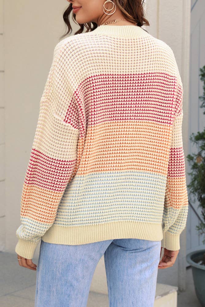 Color Block Knit Pullover Sweaters