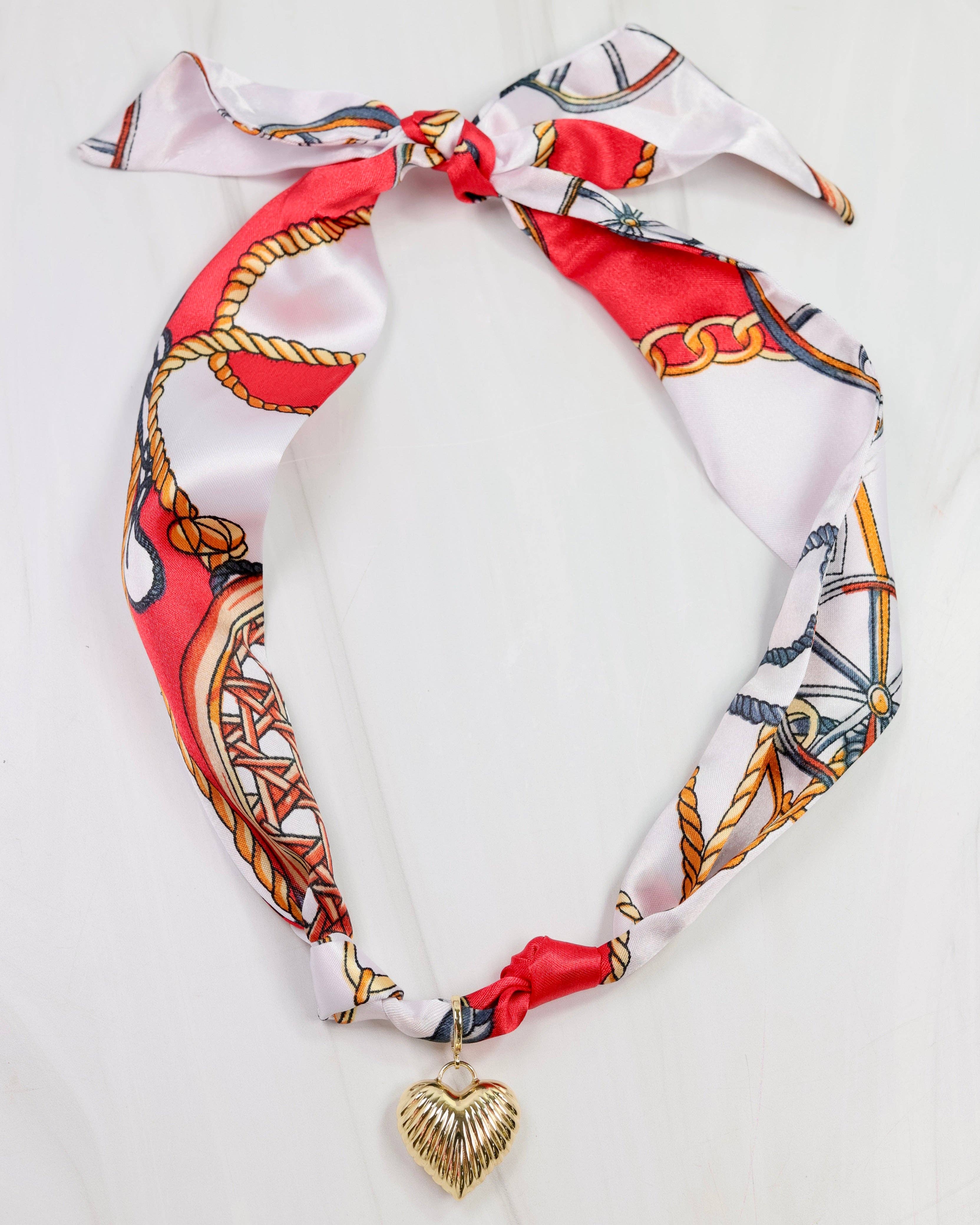 Lillie Scarf Charm Necklace RED WHITE: Default
