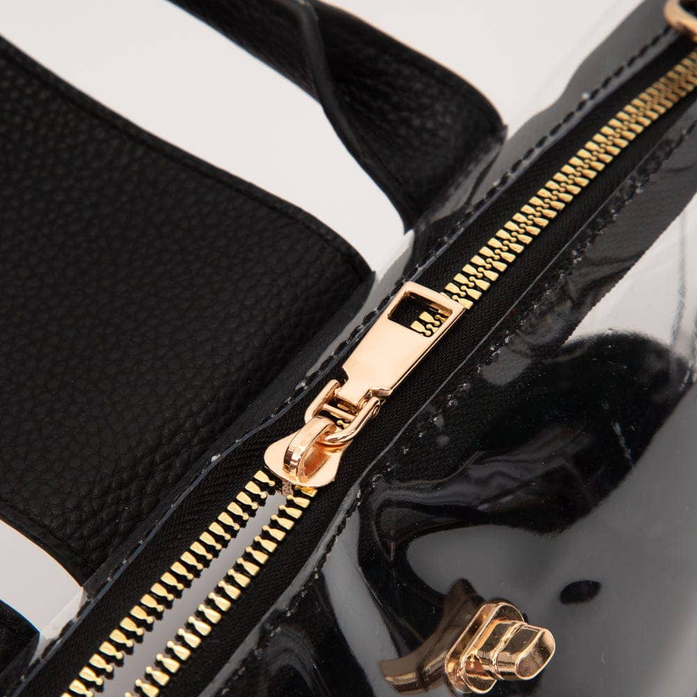 Stella Clear Mini Satchel/Crossbody Bag: Black
