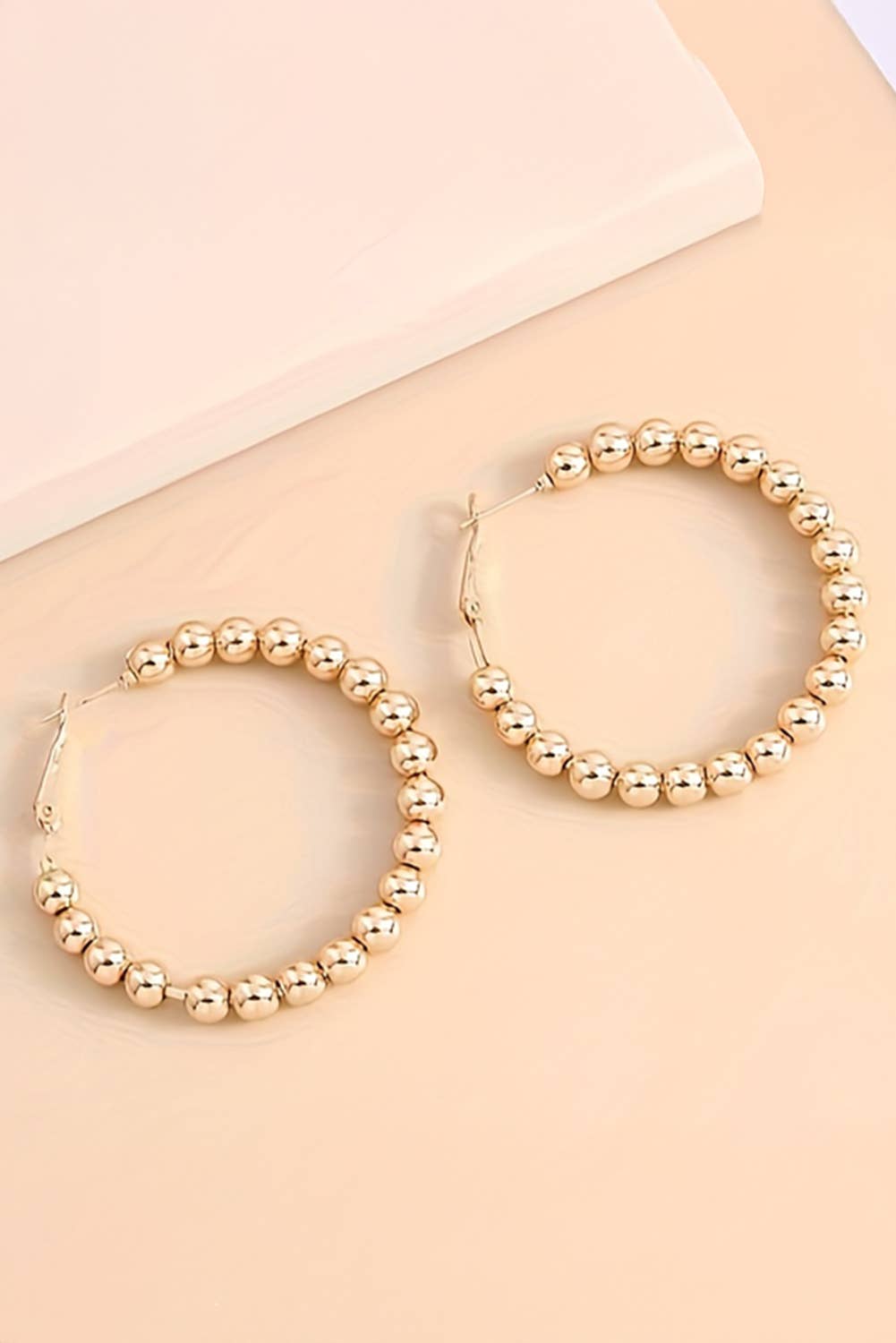 Plated Beads Alloy Hoop Earrings: Gold