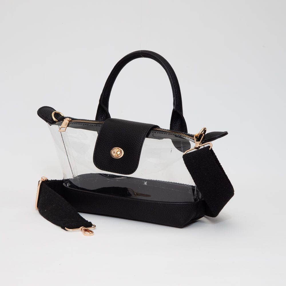 Stella Clear Mini Satchel/Crossbody Bag: Black