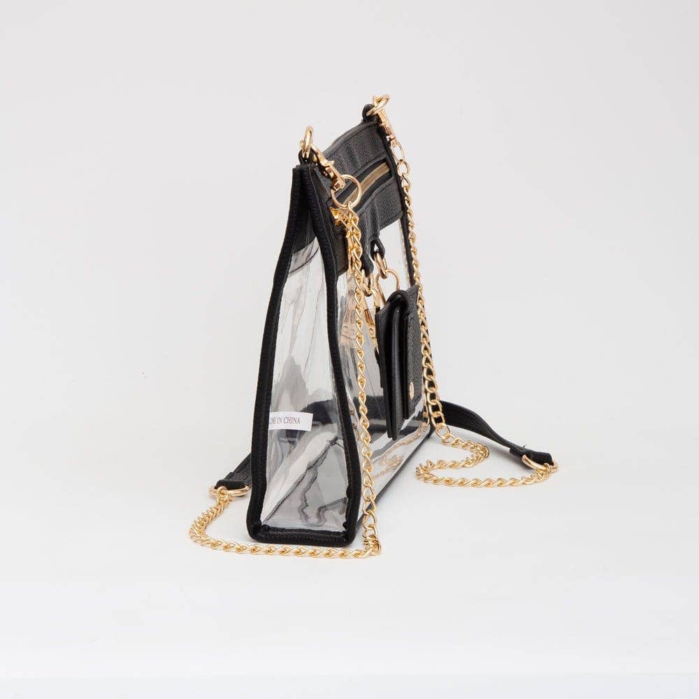 Clear Gameday Crossbody Bag With Sunglasses Holder: Black