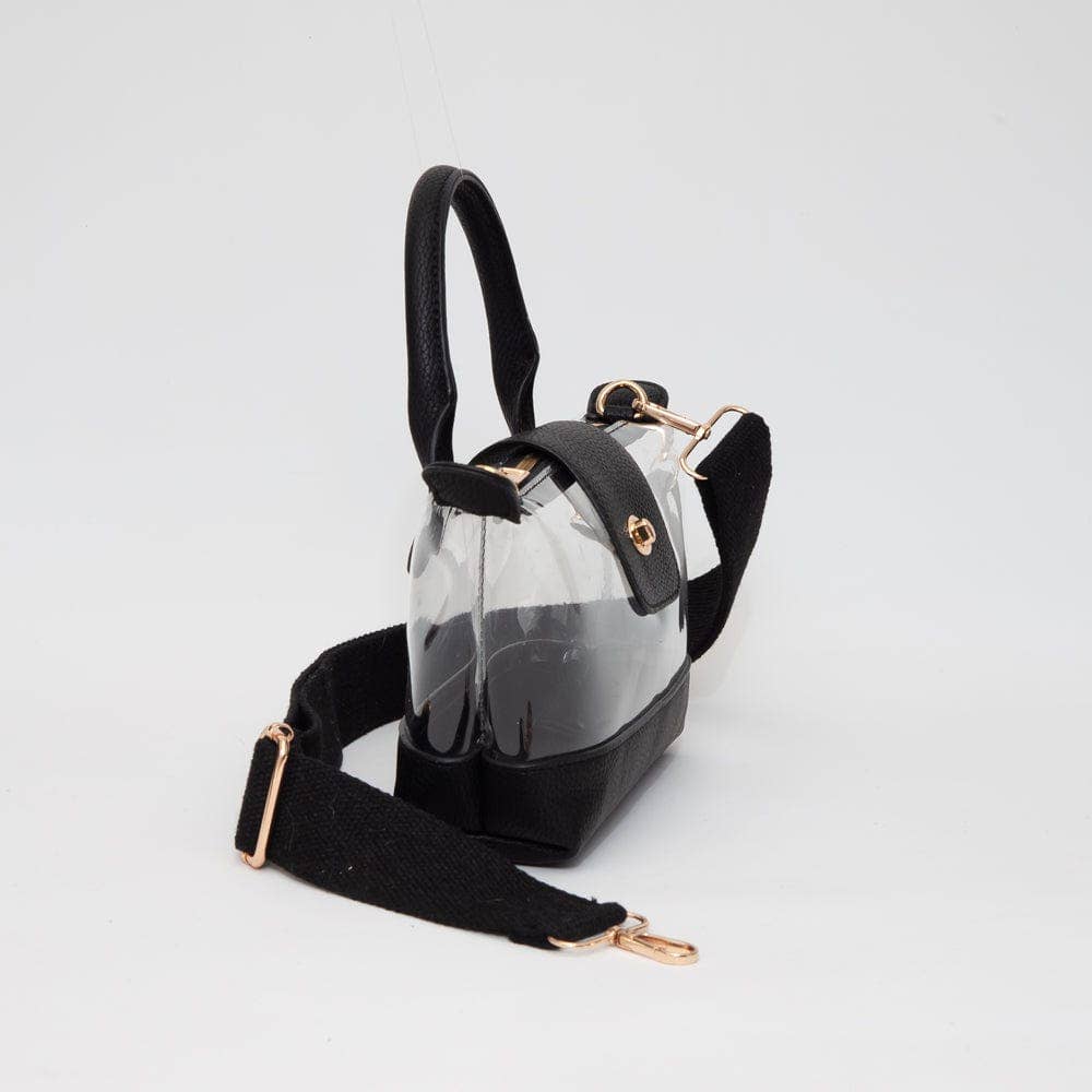 Stella Clear Mini Satchel/Crossbody Bag: Black