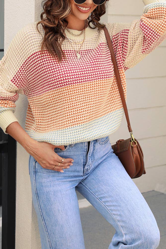 Color Block Knit Pullover Sweaters