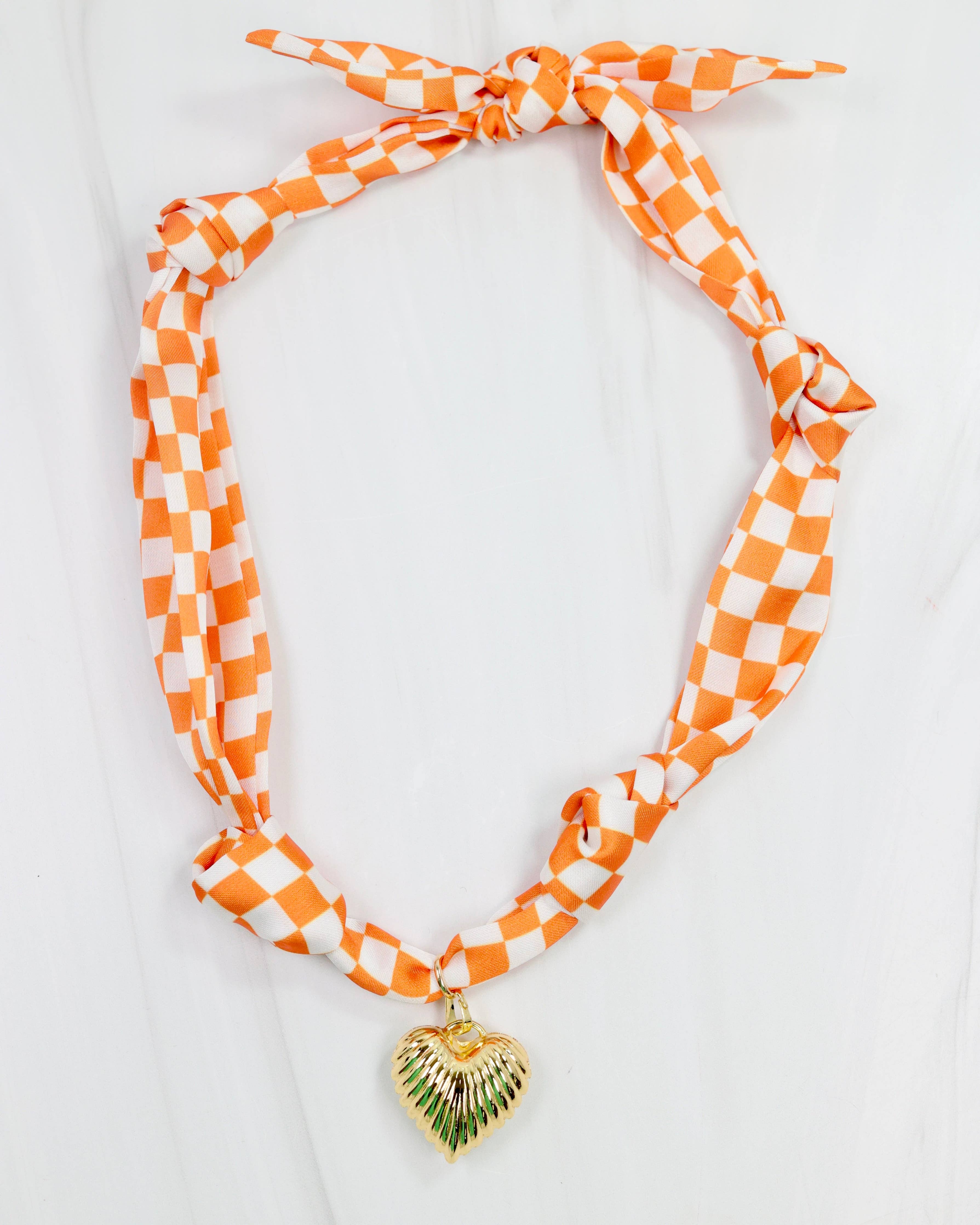Serafina Scarf Charm Necklace Orange Check: Default