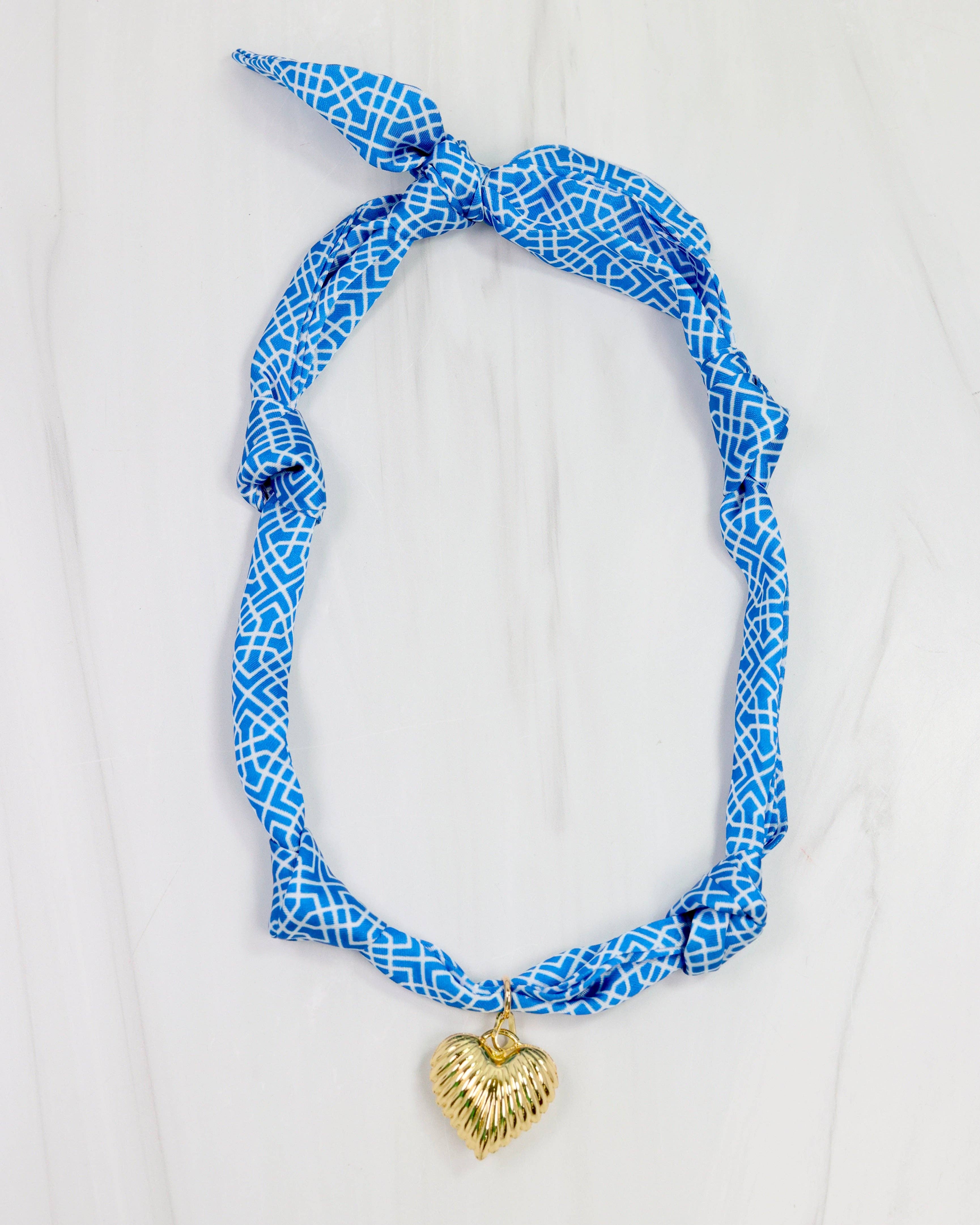 Serafina Scarf Charm Necklace BL WHT GEO: Default