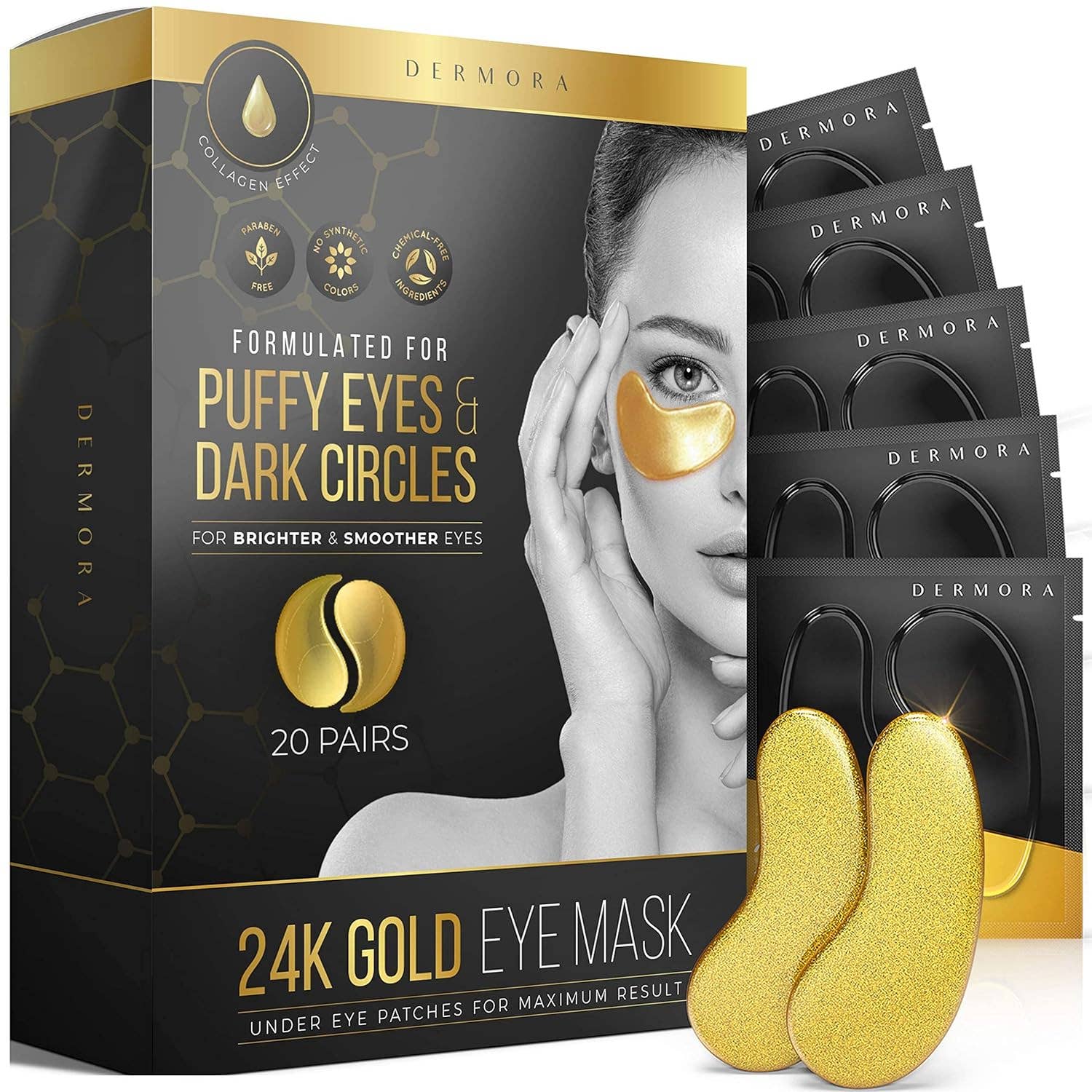 24K Eye Mask Puffy Eyes & Dark Circles Treatments 20Pai