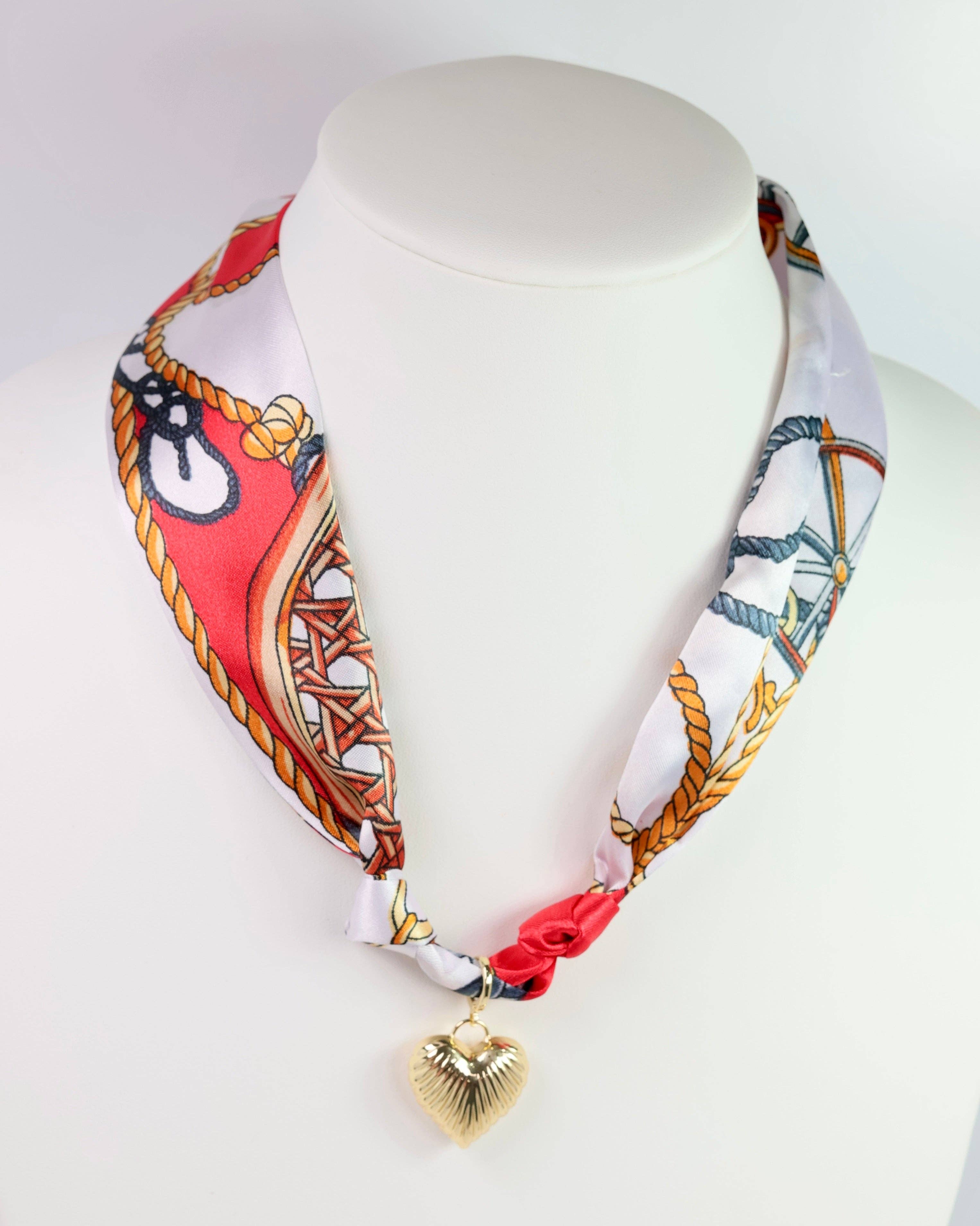 Lillie Scarf Charm Necklace RED WHITE: Default