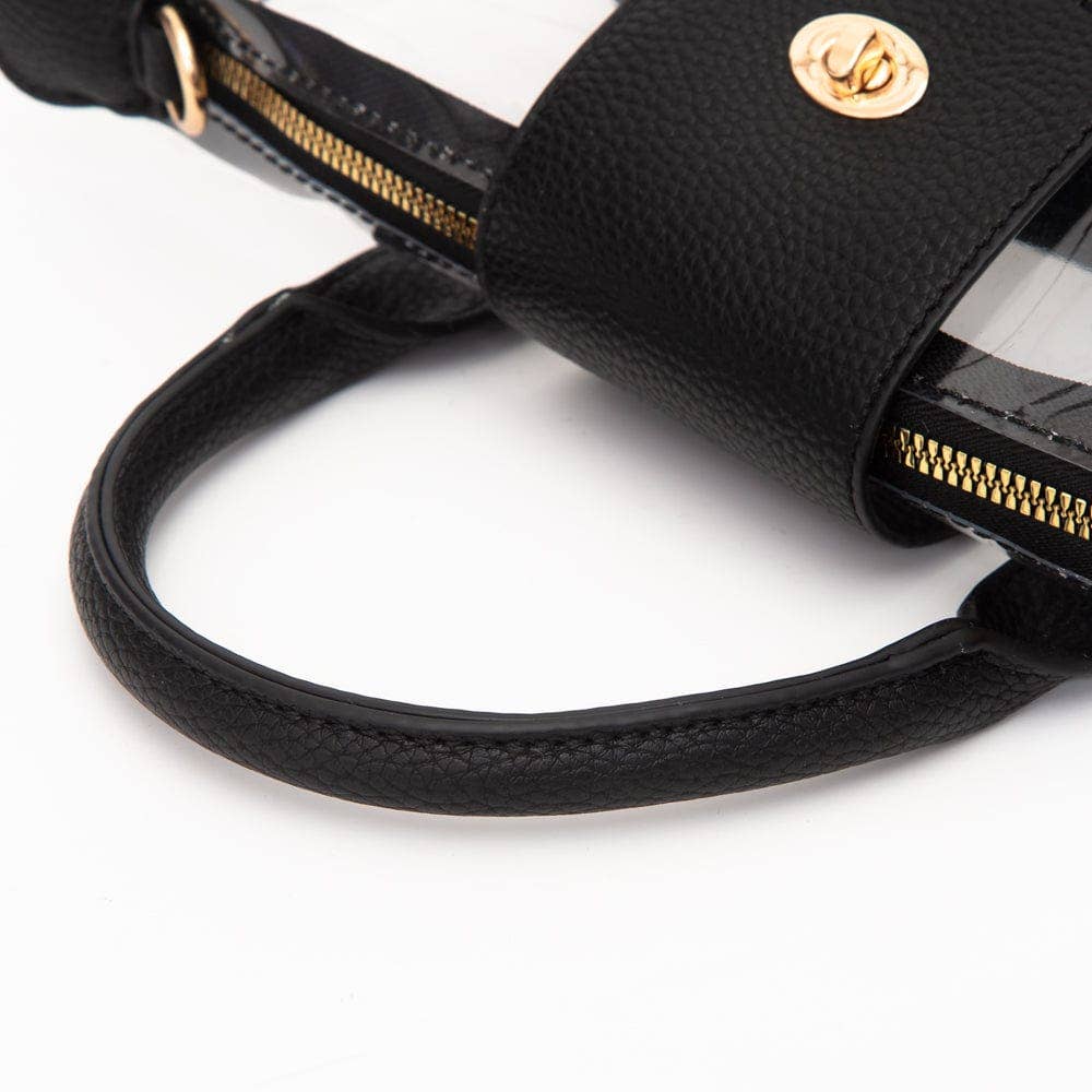 Stella Clear Mini Satchel/Crossbody Bag: Black